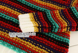 春日森系穿搭新宠 韩版彩色条纹棒针毛衣